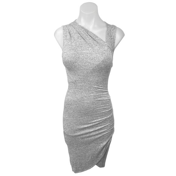 Aritzia Wilfred Izadora Gray Asymmetric Sleeveless Wrap Bodycon Mini Dress XXS - Picture 1 of 5